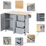 Rolling Mobile Kitchen Island with Solid Wood Top and Locking Wheels