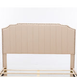Full Size Bed with Headboard,Modern Linen Curved Upholstered Platform Bed