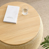 Round Storage Ottoman, 2 in 1 Function, Work as End table