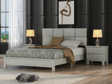 Queen Champagne Silver Platform Bed Solid Rubber Wood Frame and Legs