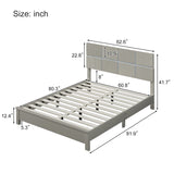 Queen Champagne Silver Platform Bed Solid Rubber Wood Frame and Legs