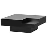 ON-TREND Modern Minimalist Design Square Coffee Table and Plug-in 16-color LED Strip Lights Remote Control for Living Room
