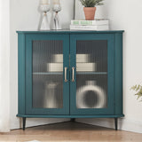 Corner Cabinet with Doors & Adjustable Shelf, Corner Night Stand, Free-Standing Storage Shelf Organizer for Small Space in Living Room/Bedroom/Kitchen (Teal Blue)