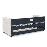 Daybed with Trundle Upholstered Tufted Sofa Bed, with Button