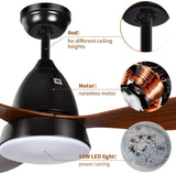 ANKEE Ceiling Fans, 52’’ Ceiling Fan with LED Frosted Light and Remote Control, Brushed Nickel Finish Blades