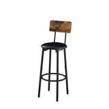 Bar Table Set with 2 Bar stools PU Soft seat with backrest (Rustic Brown,43.31’’w x 15.75’’d x 23.62’’h)