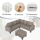 Sectional Corner Sofa L-shape with Storage Ottoman