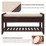 TREXM  Shoe Rack with Cushioned Seat and Drawers, Multipurpose Entryway Storage Bench (Espresso)