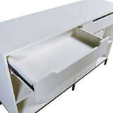 Modern Dresser with Flip Mirror and Metal leg,Storage Cabinet with 8 Drawers and 4 Open Shleves,White