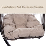 Outdoor Patio Wicker Folding Hanging Chair,Rattan Swing Hammock Egg Chair With C Type Bracket , With Cushion And Pillow