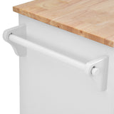 K&K kitchen cart with Rubber wood desktop rolling mobile kitchen island with storage and 5 draws