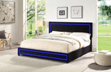 King Upholstered Eastern King Platform Bed with LED Lights and Storage Bed with 4 Drawers