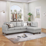 97.2" Modern Linen Fabric Sofa, L-Shape Couch with Chaise Lounge,Sectional Sofa with one Lumbar Pad,Gray