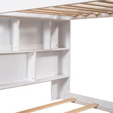 Twin Over Full Bunk Bed with Desk Storage