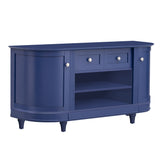 U-Can TV Stand for TV up to 46inch with 2 Curved Doors Adjustable Panels Open Style Cabinet, Sideboard for Living room(Navy)