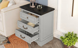 Nightstand with 3 Drawers and USB Charging Ports