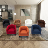 COOLMORE accent Barrel chair living room chair with nailheads and solid wood legs  Light  Coffee microfiber fabric