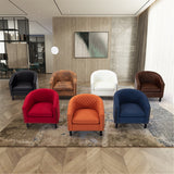 COOLMORE accent Barrel chair living room chair with nailheads and solid wood legs  Light  Coffee microfiber fabric