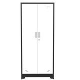 Black cabinet with white door