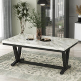 6-piece Dining Table Set with 1 Faux Marble Top Table,4 Upholstered Seats