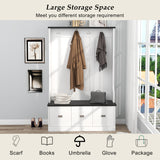 Two-tone Hall Tree with 4 Hooks and 3 Large Drawers, Coat Hanger, Entryway Bench, Storage Bench