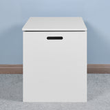 White Lift Top Entryway Storage Cabinet with 2 Safety Hinge, Wooden Toy Box