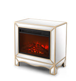 Mirrored mantelpiece with champagne color bezel with built in 1500 function heating