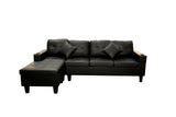 Sectional Sofa Set for Living Room with L Shape  Chaise Lounge ,cup holder and  Left or Right Hand Chaise  Modern 4 Seat (BLACK)