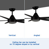 56 In Intergrated LED Ceiling Fan Lighting with Black ABS Blade