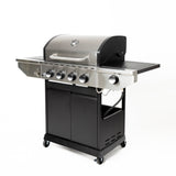 Propane Grill 4 Burner Barbecue Grill Stainless Steel Gas Grill with Side Burner and Thermometer for Outdoor BBQ, Camping