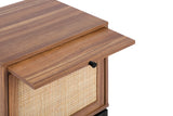 Natural Rattan door nightstand，storage End Table，Accent Bedside Table for Bedroom, Living Room