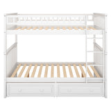 Full over Full Bunk Bed with Drawers, Convertible Beds