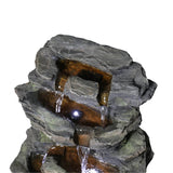 Outdoor Water Fountain Rock Waterfall Fountain & Backyard Water Feature with LED