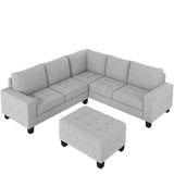 Sectional Corner Sofa L-shape Couch Space Saving with Storage Ottoman & Cup Holders