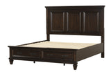 King 5 Piece Storage Bed in Walnut made with Solid Wood