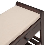 TREXM  Shoe Rack with Cushioned Seat and Drawers, Multipurpose Entryway Storage Bench (Espresso)