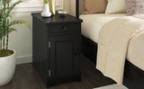 Nightstand, Classic Vintage Livingroom End Table Side Table with USB Ports and One Multifunctional Drawer with cup holders, Espresso