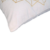 Hugo 20 x 20 Square Accent Throw Pillow, Embroidered Geometric Abstract Pattern, With Filler, White, Gold