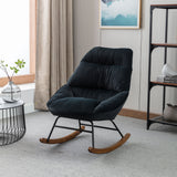 Tufted Upholstered Padded Seat Rocking Chair-Velvet Black