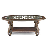 Coffee Table with Glass Table Top and Powder Coat Finish Metal Legs