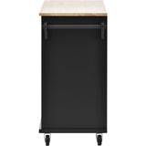 Kitchen Island Cart with Storage Cabinet and Two Locking Wheels, Solid wood Microwave cabinet