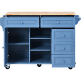 kitchen cart with Rubber wood desktop rolling mobile kitchen island with storage