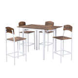 Farmhouse 5-piece Counter Height Drop Leaf Dining Table Set with Dining Chairs for 4,White Frame + Rustic Brown Tabletop