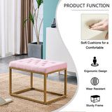 Velvet Shoe Changing Stool, Footstool, Square Cushion Foot Stool, Sofa stool, Rest stool,Low Stool .Step Stool, Small Footrest .Suitable for Clothes Shop,Living Room, Porch, Fitting Room.Pink Bench