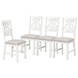 6-Piece Wooden Dining Table Set, Farmhouse Rectangular Dining Table, Four Chairs with Exquisitely Designed Hollow Chair Back and Bench for Home Dining Room