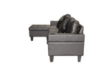 Sectional Sofa Set for Living Room with L Shape  Chaise Lounge ,cup holder and  Left or Right Hand Chaise  Modern 4 Seat (BLACK)