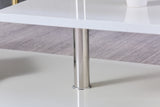 LED Coffee Table for Living Room, Modern Coffee Table, High Gloss White Finish Centre Sofa Table, S-Shaped Open Storage Shelf