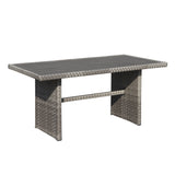 6-Piece Outdoor PE Rattan Sofa Set Patio Garden Wicker Dining and Coffee Sofa-Grey