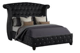 Queen 4 Pc Upholstered Bedroom Set Made With Wood in Black