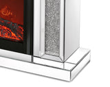 W 47" X D 12.6 "X H 41.7" Acrylic diamond mirror mantelpiece, separate mantelpiece  Built-in filling: acrylic high imitation drill, 1500 W electric heating furnace